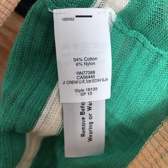 Madewell Burnout Stripe Lightweight Sweater Teal and Peach XS V Neck - Picture 5 of 7